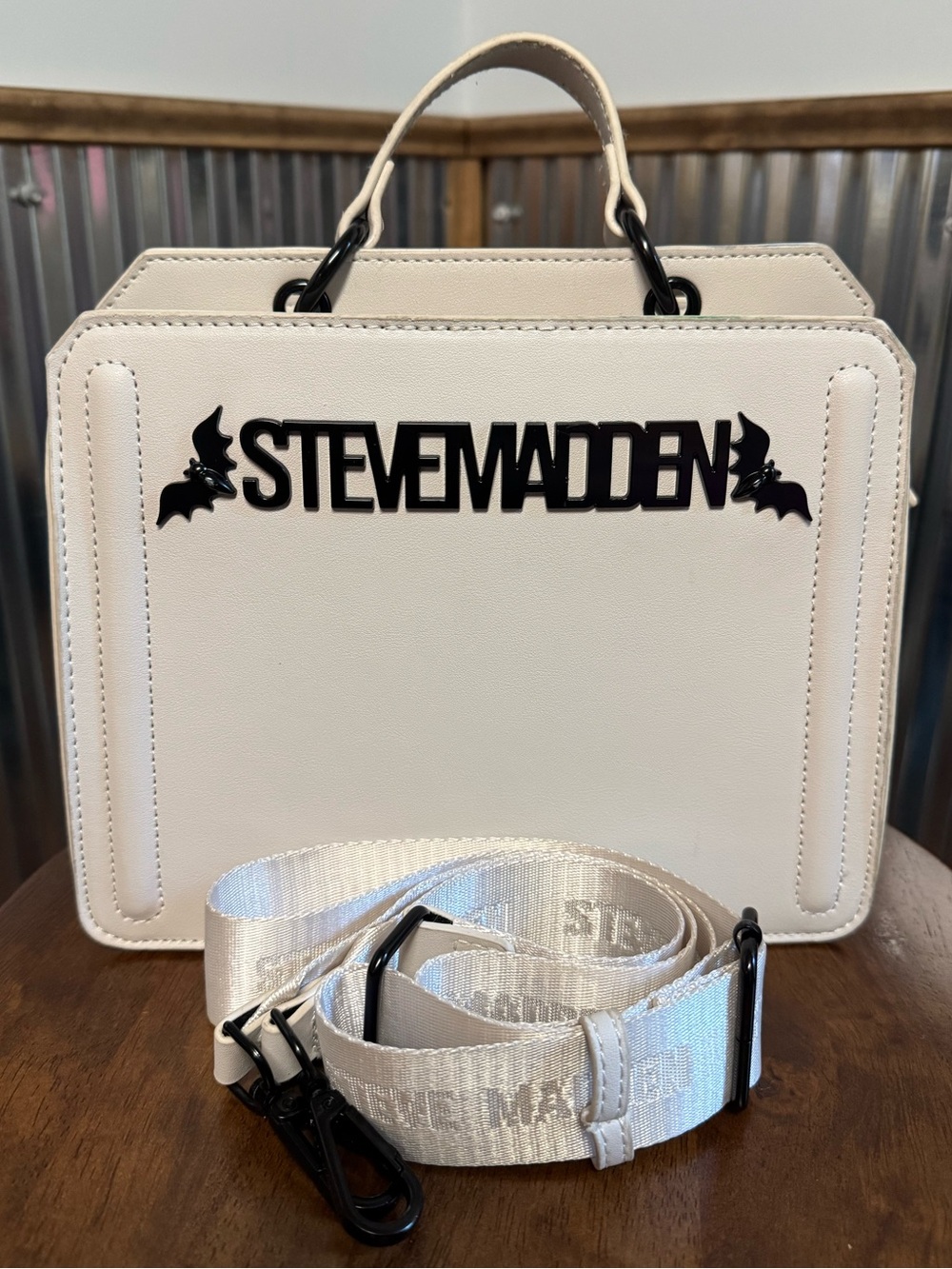 White Chalk Steve Madden Bevelyn BAT Crossbody Satchel